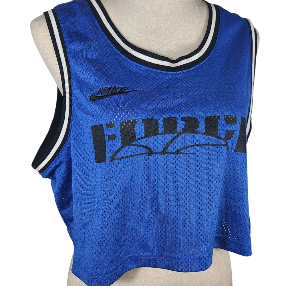Nike Force sportswear Jersey blue black mesh crop top Size Medium Womens
